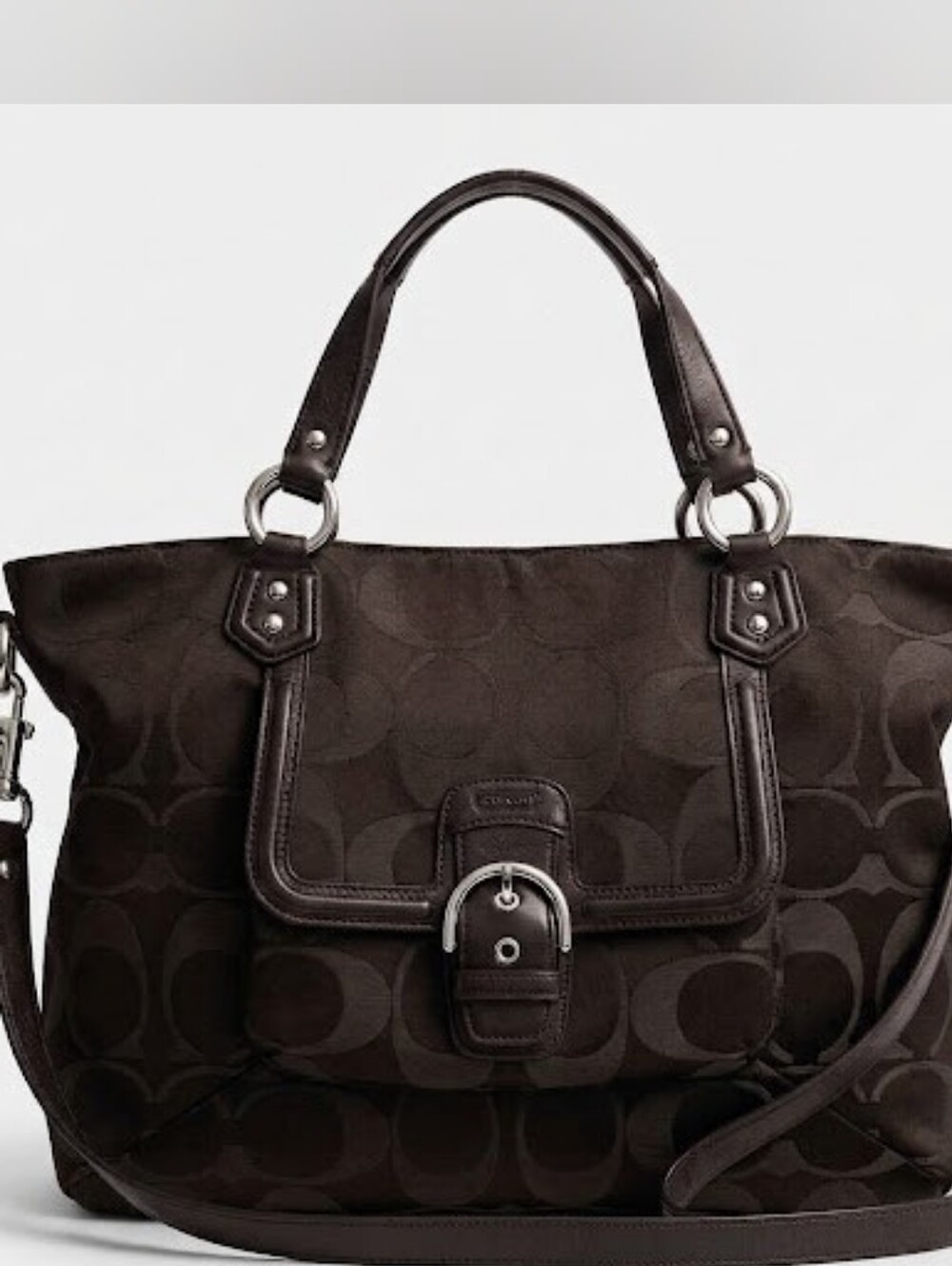 Coach Dark Brown Signature Shoulder Tote